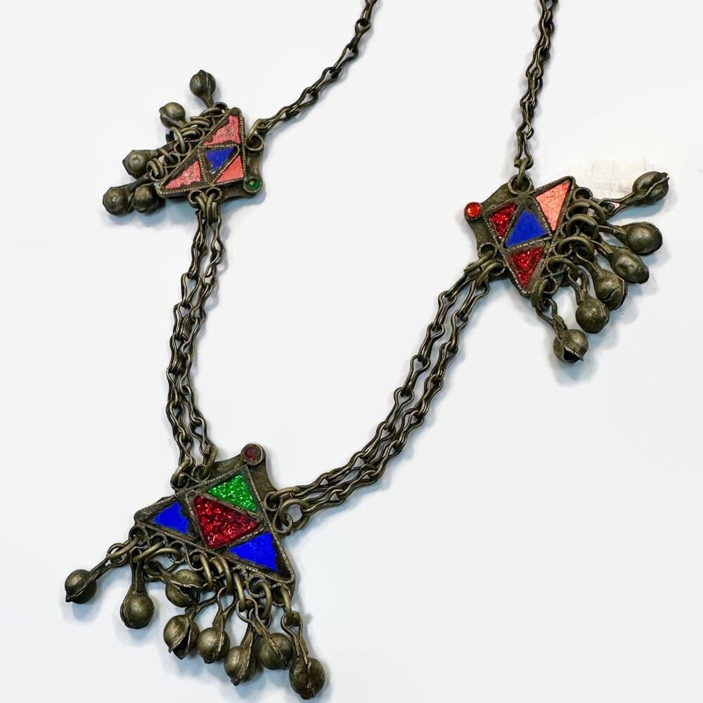 Afghan Necklace, Vintage Necklace, Old, Patina, Chain,  Kuchi, Middle Eastern